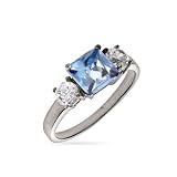 Sterling Silver Blue and White Three Stone Ring