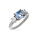 Eve's Addiction Sterling Silver Blue and White Three Stone Ring