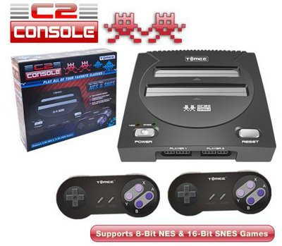 New C2 Video Gaming System For 8-Bit NES & 16-Bit SNES 2 Controllers AV Cable AC Adapter Black