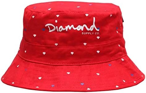 Cameinic Men's Summer Fishermans Bucket Hat Trends Diamond Printed Caps Red
