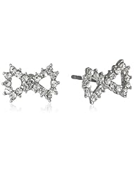 Betsey Johnson "Crystal Rhodium" Pave Bow Stud Earrings