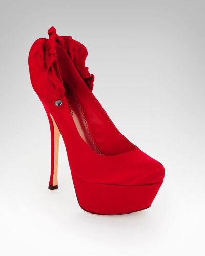Bebe Naomi Ruffled Convertible Platform Pump Red Size 8 B(M) US