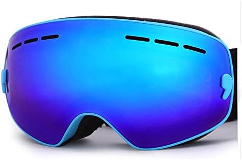 Ski Goggles for kids, LeoTek Ski Snow Skate Snowboard Snowmobile Goggle with Mirrored Lens - Anti-Fog UV Protection Detachable Wide Spherical Goggle Lens (Blue/Blue)