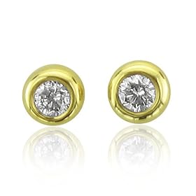 10k White Gold Round Brilliant Cut Diamond Stud Earrings (GH, SI-I, 0.05 Carat)