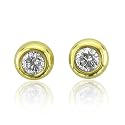 10k Yellow Gold Round Brilliant Cut Diamond Stud Earrings (GH, SI-I, 0.05 Carat)