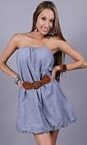TREENA Strapless Belted Cotton Bubble Dress