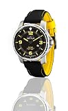 Sector - R3251189025 - Black Eagle - Montre Homme - Quartz Analogique - Cadran Noir - Bracelet Cuir Noir / Jaune