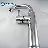 AZOS 洗面器の蛇口 黄銅製 銀色 単穴 台付 冷熱混合水栓 MPDKZ082C-2