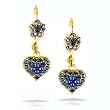 Amaro Earrings - Petite Heart, in Gold and Blue Tone #03171 AOE OE