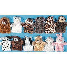 12pc - Plush soft cuddly Animal Hand Puppets -new!