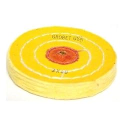 MUSLIN BUFF CHEMKOTE WITH SHELLAC CENTERS YELLOW 3" DIAMETER X 40 PLY 3 ROWS ...