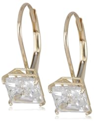 10k Gold Princess-Cut Dangle Earrings Made with Swarovski Zirconia (2 cttw)