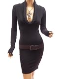 Patty Women Sexy Drape Cowl Neck Long Sleeve Party Knit Dress