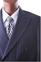 Men's Double Breasted Navy Pinstripe Super 150's Wool Feel Dress Suit