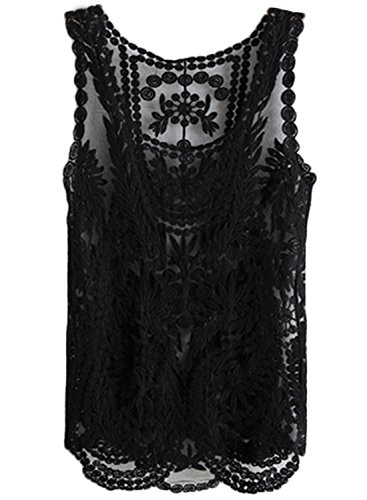 ACHICGIRL Sleeveless Round Neck Crocheted Lace Vest