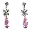 Marcasite Flower with Pink CZ Earrings, Size: 45mm