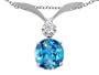 0.97 cttw Genuine Round Blue Topaz and Diamond Pendant in 14 kt White Gold