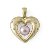 Freshwater Pearl Pendant with Diamond in 14K Yellow Gold