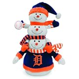 18" MLB Detroit Tigers Plush Towering Triple Snowman Christmas Decoration