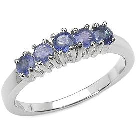 5 Stone Round Tanzanite Sparkling Band in Sterling Silver (1 2 ctw) by DivaDiamonds
