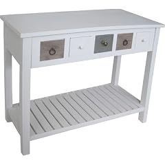 Kommode wei� HOLZ braun antik Schrank Holzkommode Konsole Tisch