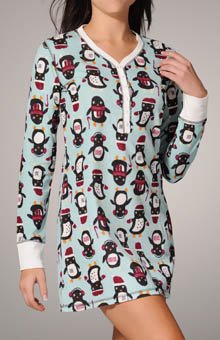 PJ Salvage Penguin Party Velour Thermal Nightshirt (PENNS) S/Blue