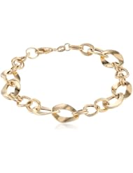 Italian 14k Yellow Gold Polished and Textured Link Bracelet, 7.5"