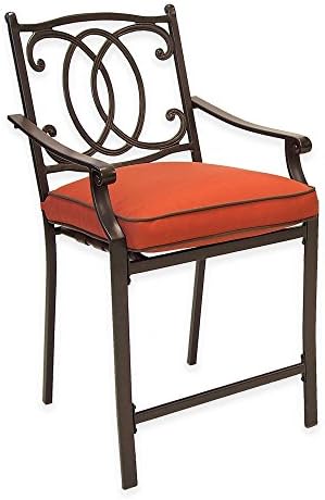 Powder Coated Steel Frame 41" High Balcony Chair with Scroll Curved Back, Features Weather-Resistant Cushions, Set of 2, Durable Addition for an Outdoor Bar Setting