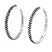 Bling Hoop Earrings in Silver Tone with Zig Zag title=