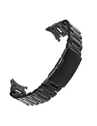 22mm Stainless Steel Bracelet Watch Band Strap Curved End Solid Links Color Black
