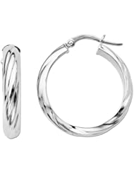 Duragold 14k White Gold Textured Hoop Earrings, (0.75" Diameter)