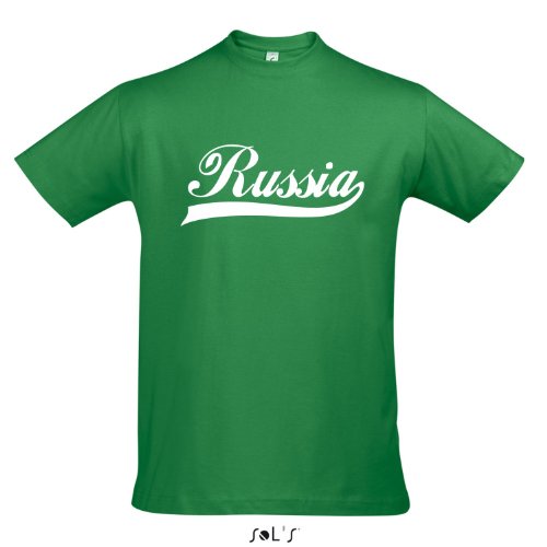 T-Shirt Russland Oldschool Russia LÄNDERSHIRT EM / WM FAN Trikot S-XXL , Kelly green – weiß , S