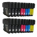 Produkt-Bild: 20 XL Patronen, kompatibel zu Brother LC1100 LC980 (8x schwarz & je 4x cyan magenta yellow) LC1100BK LC1100Y LC1100C LC1100M LC980BK LC980Y LC980C LC980M f&uuml;r Brother MFC-250C MFC-255CW MFC-290C MFC-295CN MFC-297C MFC-490CN MFC-5490CN MFC-5890CN MFC-790CW MFC-795CW MFC-6490CW MFC-6890CDW MFC-990CW DCP-145C DCP-163C DCP-165C DCP-167C DCP-185C DCP-195C DCP-365CN DCP-373CW DCP-375CW DCP-377CW DCP-383C DCP-385C DCP-387C DCP-395CN DCP-585CW DCP-6690CW