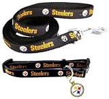 The Pittsburgh Steelers NFL Football Club Dog Collar / Leash / ID Tag Set Size MED