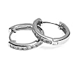 Sterling Silver Huggie Hoop Earrings with Clear CZ - Size: 3mm x 16mm