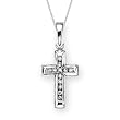 14K White Gold 0.12 ct. Diamond Channel Set Cross Pendant with Chain (Higher Quality)