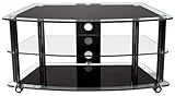 TransDeco High Gloss Black Glass TV Stand / Cart