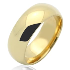 14K Wedding Band Men's 8MM Plain Comfort Fit Yellow Gold Ring For Size 10.5