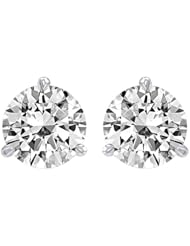 IGI Certified 18k Gold Round-Cut 3-Prong Diamond Studs (2 cttw, G-H Color, SI1- SI2 Clarity)