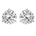 Platinum Round Basket Setting 3-Prong Diamond Stud Earrings (3/4 cttw, G-H Color, VS1-VS2 Clarity)
