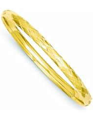 14K Gold 3/16 Diamond-cut Fancy Hinged Bangle Bracelet