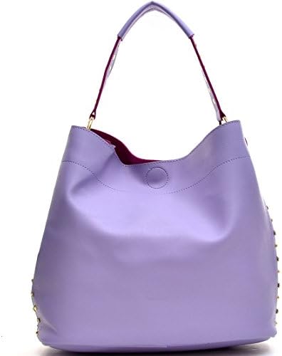 Dasein Faux Leather Studded 2-in-1 Hobo Shoulder Bag Handbag - Purple