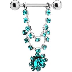 Zircon Blue Gem Flower Spectacular Nipple Ring