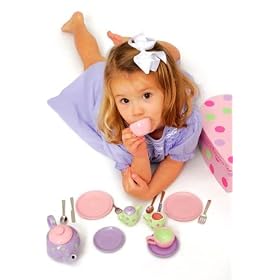 Deluxe Colorful Porcelain Toy Tea Set in Heart Shaped Box by 