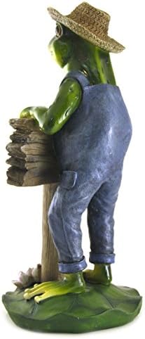 Large Frog Toad Welcome Greeter Sculpture Statue Figure, 14-inch, Hop on In, Home Garden