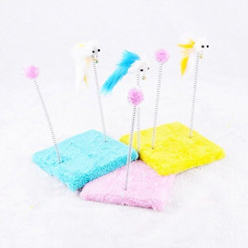 CUPET(TM) Pet Square-Shaped Board Climbing Frame Scratching Pad with Spring &amp; Bell Mouse Toy for Cat (Pink)