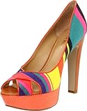 Nine West Women's Colourcode Peep-Toe Pump,Pink Multi/Orange,9 M US