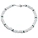 Hawaiian White and Green Square Cut Puka Shell Necklace with Lobster Lock