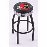 Louisville Cardinals 30 Single-ring Swivel Bar Stool with 2.5 Ribbed Chrome Accent Ring