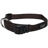 Rogz Utility Large 3/4-Inch Reflective Fanbelt Dog Collar, Chocolate